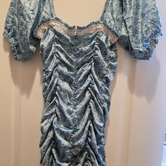 For Love And Lemons Sky Blue Floral Mini Dress - Picture 5 of 5